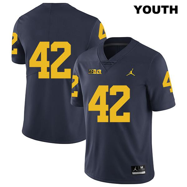 Youth NCAA Michigan Wolverines Ben Mason #42 No Name Navy Jordan Brand Authentic Stitched Legend Football College Jersey UZ25D22AD